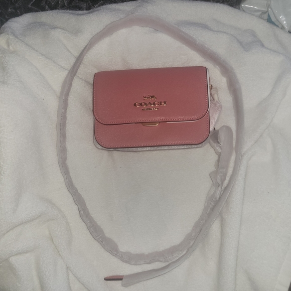100% Authentic COACH Taffy and Gold Mini Brynn Crossbody Purse - Picture 5 of 9